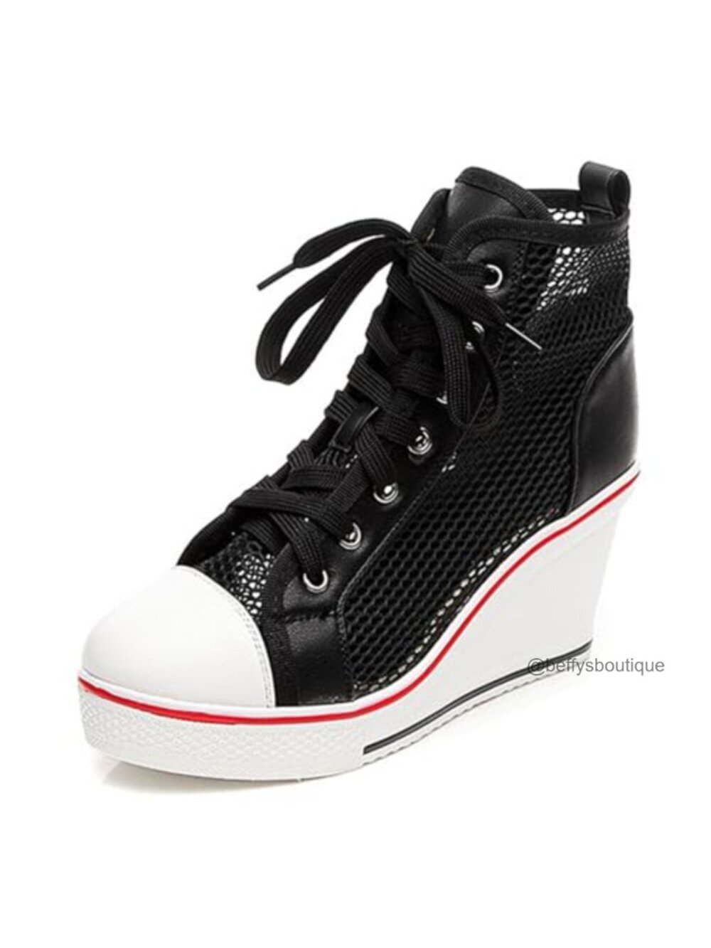 Women's Platform Wedge Sneakers Lace Up Zip Canvas Athletic